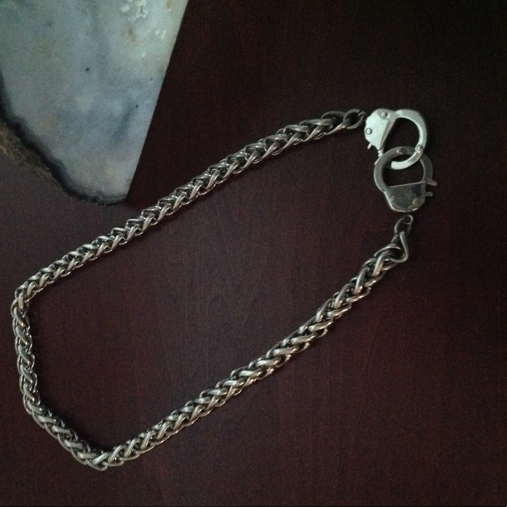 Silver handcuff necklace